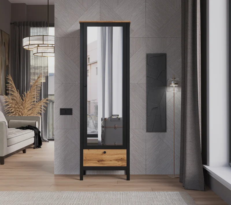 Шкаф с зеркалом Лофт дуб вотан SZF1W1S/60_1