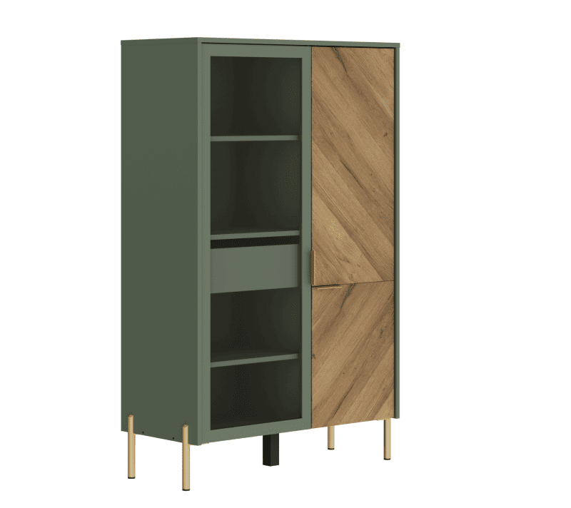 Витрина Сиена дымчатый зеленый/дуб вотан REG1W1D/140_1