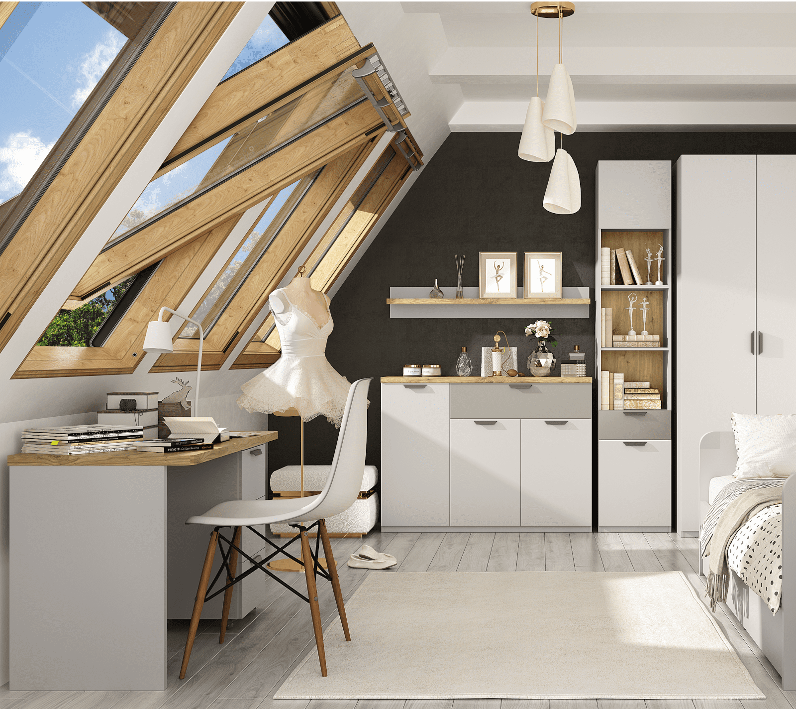 Тумба для письменного стола Модерн персидский жемчуг/дуб наварра 3S_2