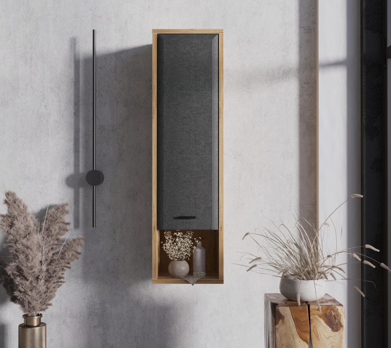 Шкаф навесной Грейс дуб наварра/графит SFW1D_1