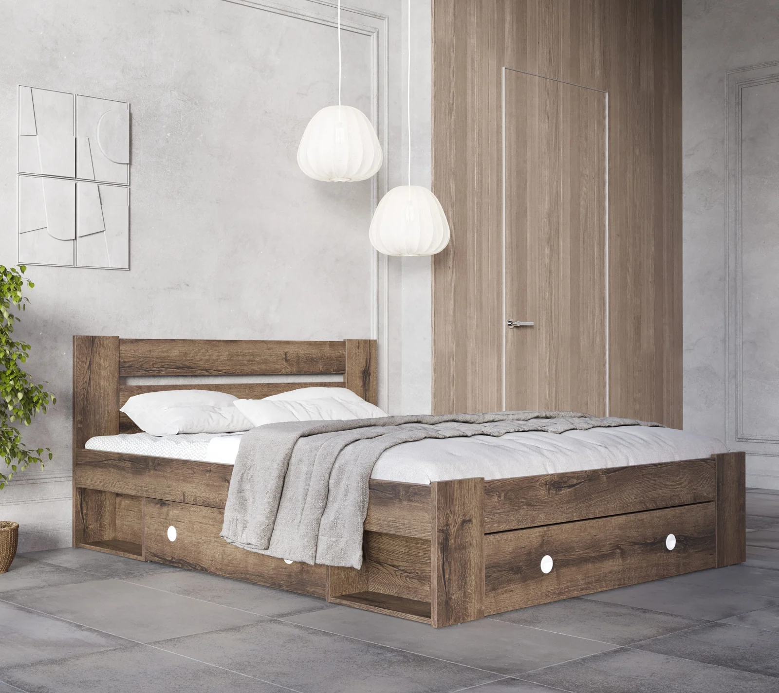 Кровать Непо дуб монастырский LOZ3S/160_1