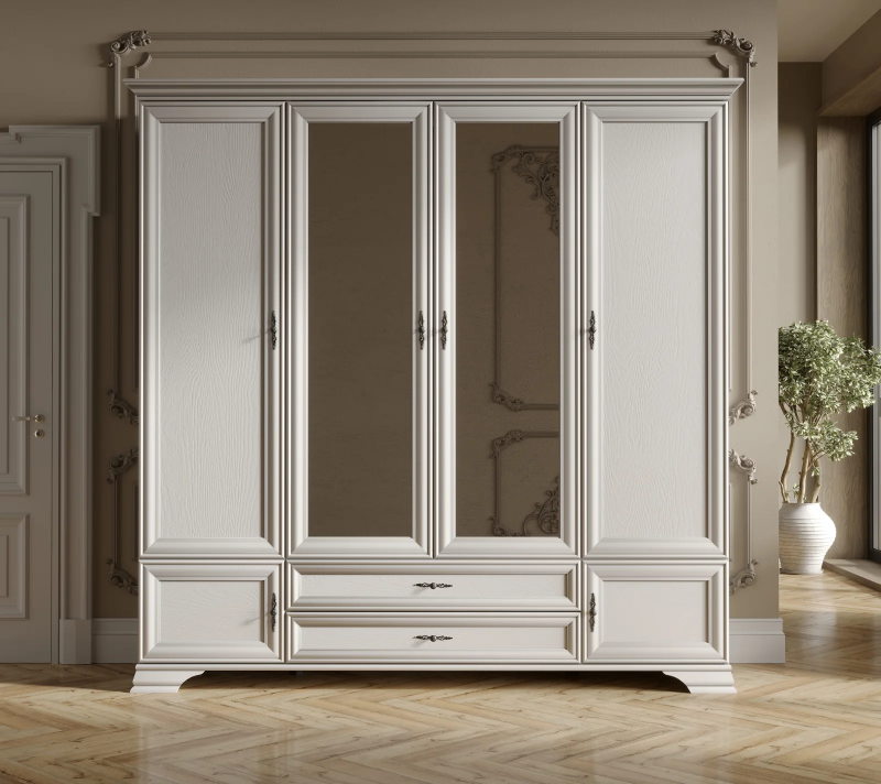 Шкаф с зеркалом Кентаки белый SZF6D2S_1