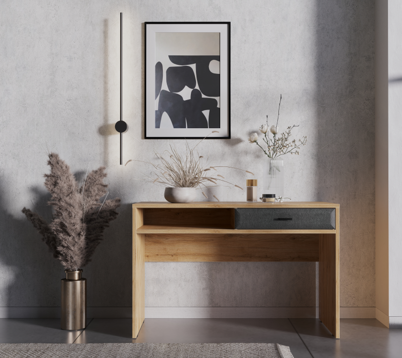 Стол письменный Грейс дуб наварра/графит BIU1S_1