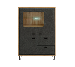 Тумба-витрина с подсветкой Грейс дуб наварра/графит KOM2W1D2S